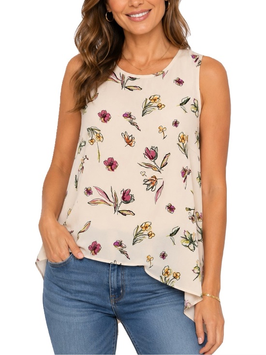 stradivarius Tops - Stradivarius Beige Floral Sleeveless top